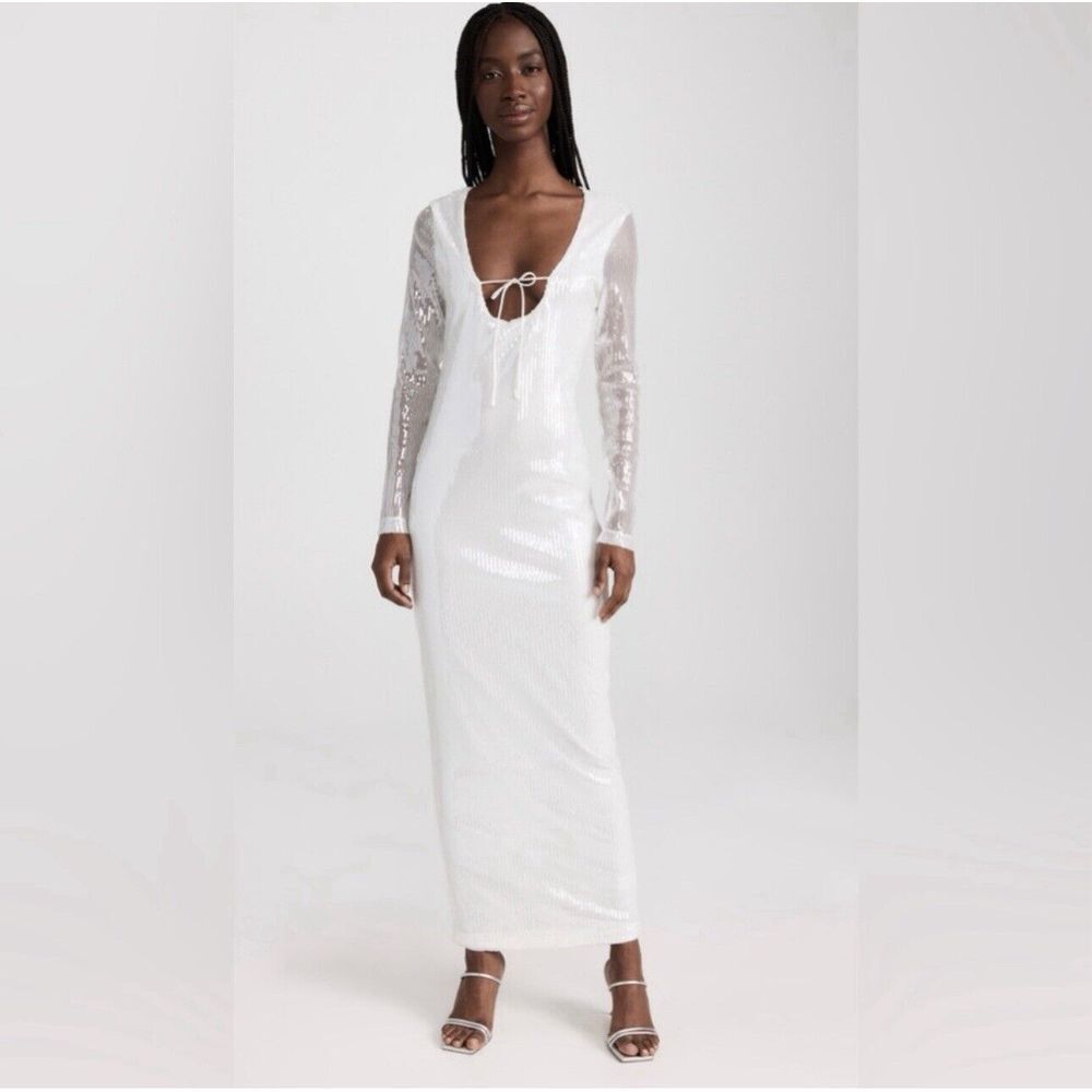 Lioness X The Pia Mande Sequin‎ Hollywood Dress White Wedding Formal Sz S